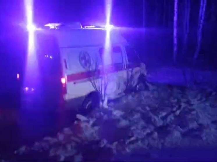 Ехавшая на вызов машина скорой помощи улетела в кювет в Калужской области
