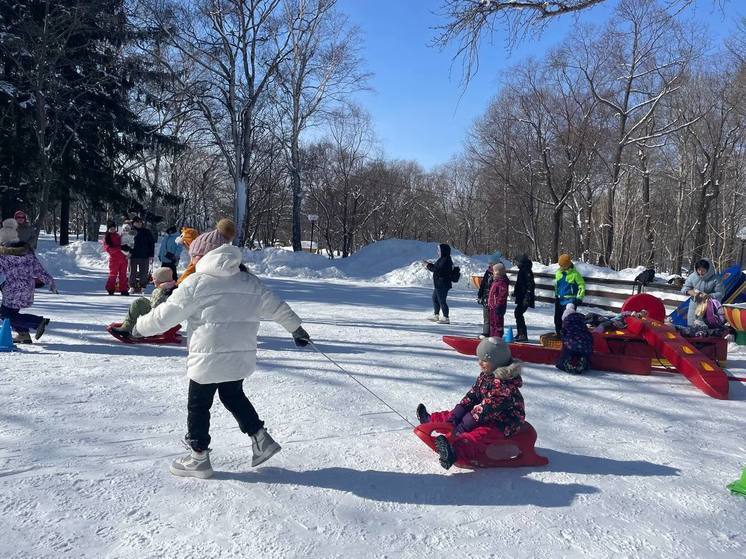 В Городском парке Южно-Сахалинска для детей и родителей прошли зимние забавы