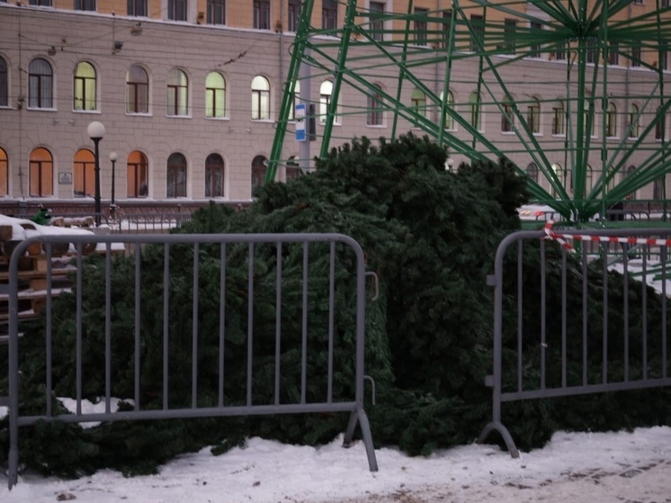 Главную новогоднюю ёлку Томска начали разбирать на площади Новособорной