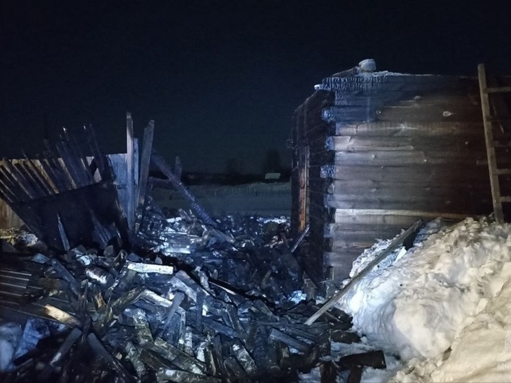 Пожар уничтожил баню на одном из участков в деревне Фокино в Марий Эл