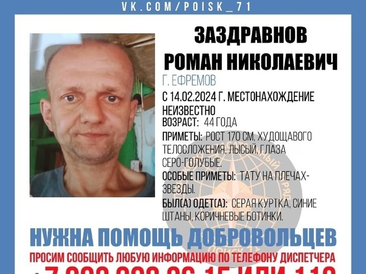 В Тульской области почти 2 недели ищут мужчину со звёздами на плечах