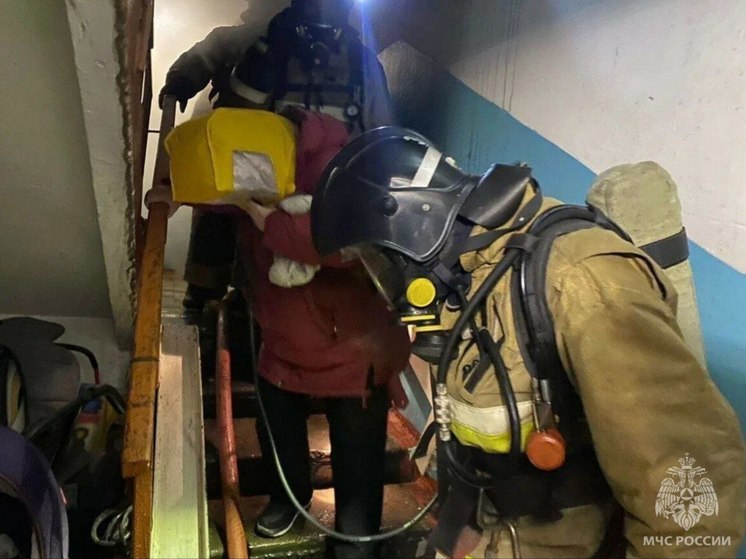 В Омске пожарные спасли 13 человек из горящей многоэтажки на Карбышева
