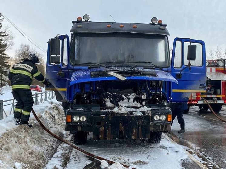 Спасатели помогли потушить грузовик на трассе в Орехово-Зуево
