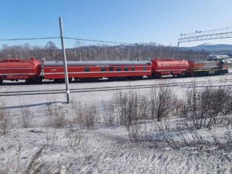 В Хабаровском крае пожарный поезд прибыл на масштабное горение древесных отходов