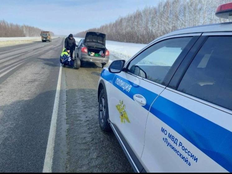 В Пензенской области сотрудники ДПС помогли водителю, у которого пробило колесо