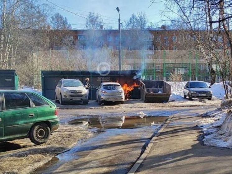 В одном из дворов в Одинцово загорелась контейнерная площадка