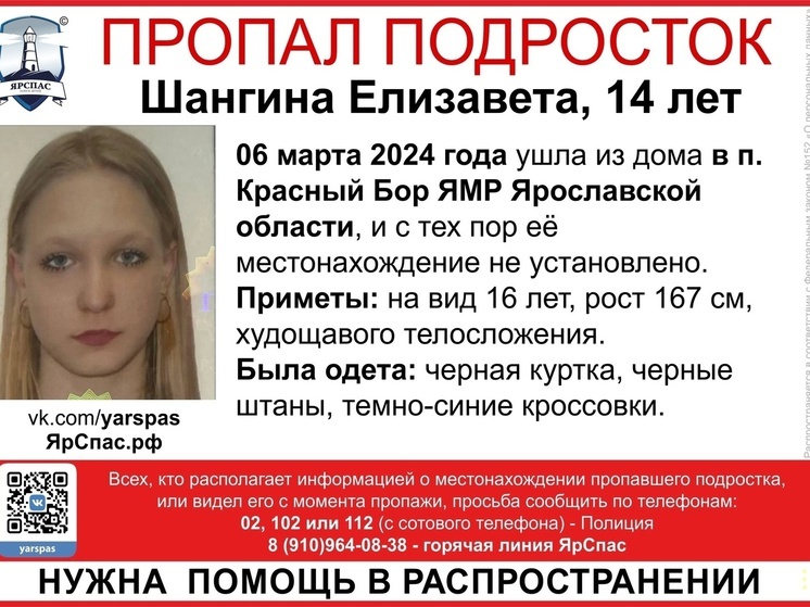 В Ярославле пропала 14-летняя школьница