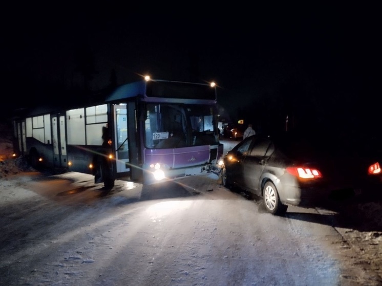 При столкновении автобуса с автомобилем на дороге Кола – Лотта никто не пострадал