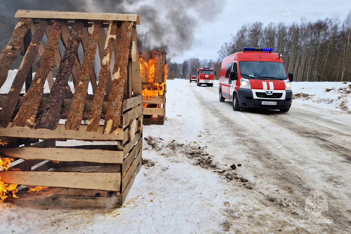 Сотрудники костромского МЧС отработали тушение  лесного пожара