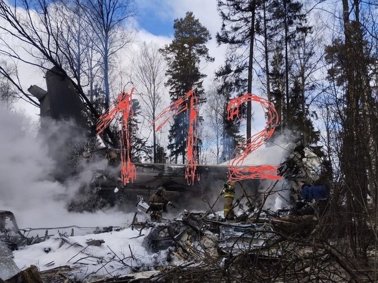 Появились первые кадры с места крушения базировавшегося в Тверской области Ил-76