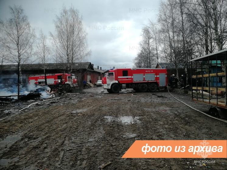 Более десяти спасателей тушили горящий гараж в Выборге 13 марта