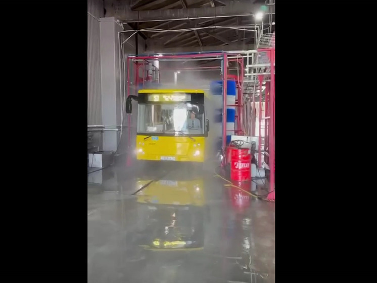 В Ярославле помыли желтые автобусы