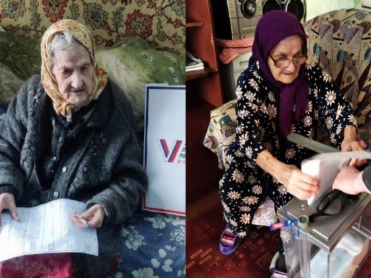 Две 100 летние избирательницы в Новосибирской области проголосовали на выборах президента