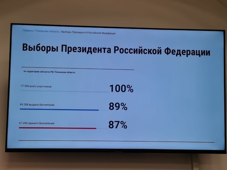 Явка на ДЭГ на выборах президента в Псковской области составила 86,48%