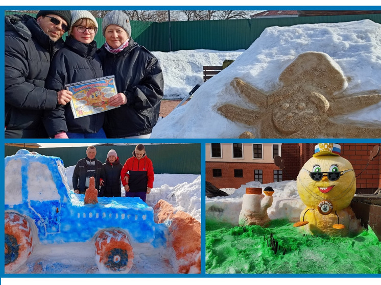 В Юрьевце семейные команды соревновались в создании лучшего снежного барельефа
