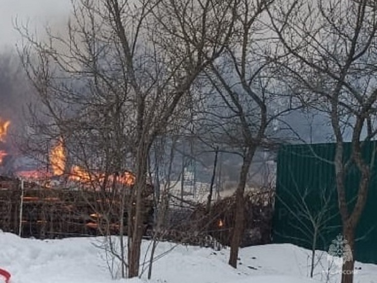 Жилой дом и хозпостройка сгорели в деревне Калужской области