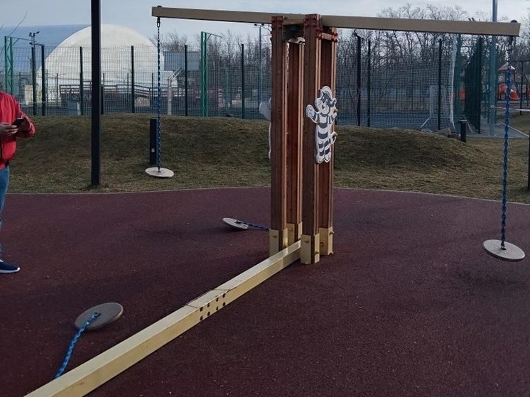 В Аксае в парке упавшая труба от качели придавила ребенка