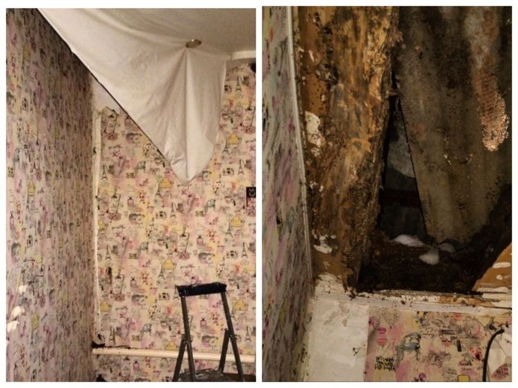 В Омске в детской комнате аварийного дома на Учхозной рухнул потолок
