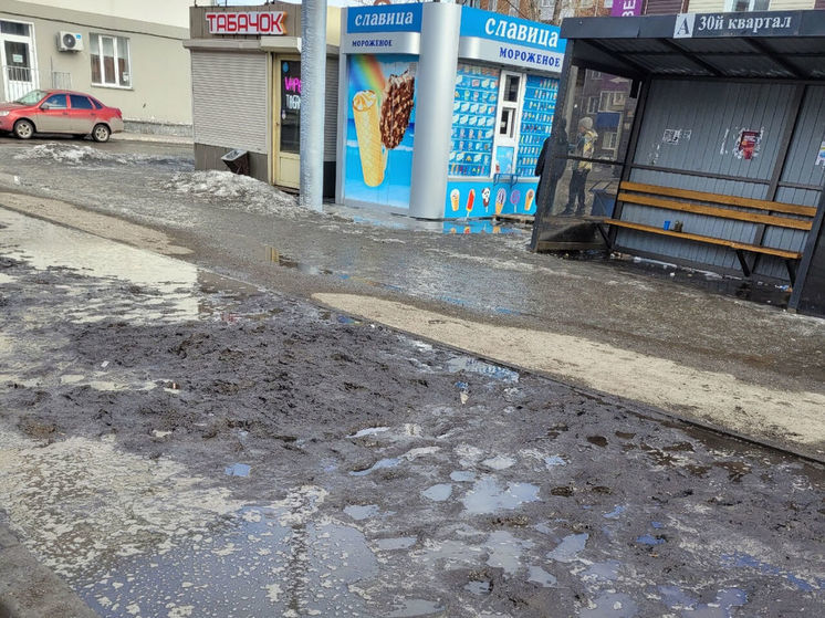 Грязевая полоса препятствий у автобусной остановки возмутила новокузнечан