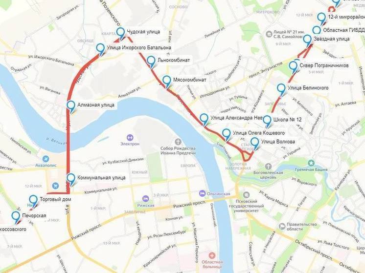 Новый автобусный маршрут «ул. Рокоссовского – ул. Звездная» появится с 1 апреля в Пскове