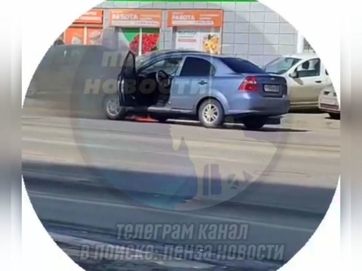 В Пензе на улице Суворова прямо на дороге загорелась машина