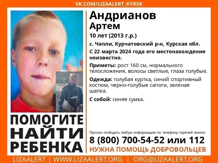 Почти неделю в Курской области продолжаются поиски пропавшего 10-летнего мальчика
