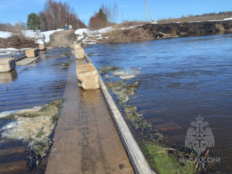 Весеннее половодье подтопило низководный мост в Гаврилово-Посадском районе