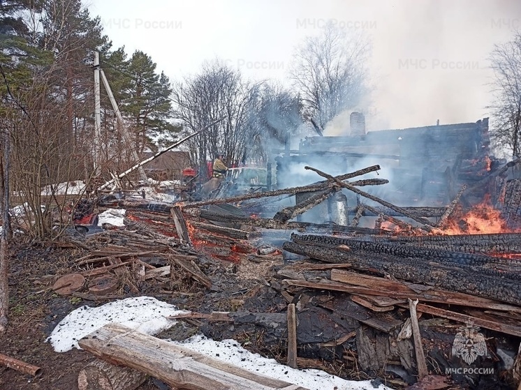 В Ярославской области сгорели частный дом и стена МКД