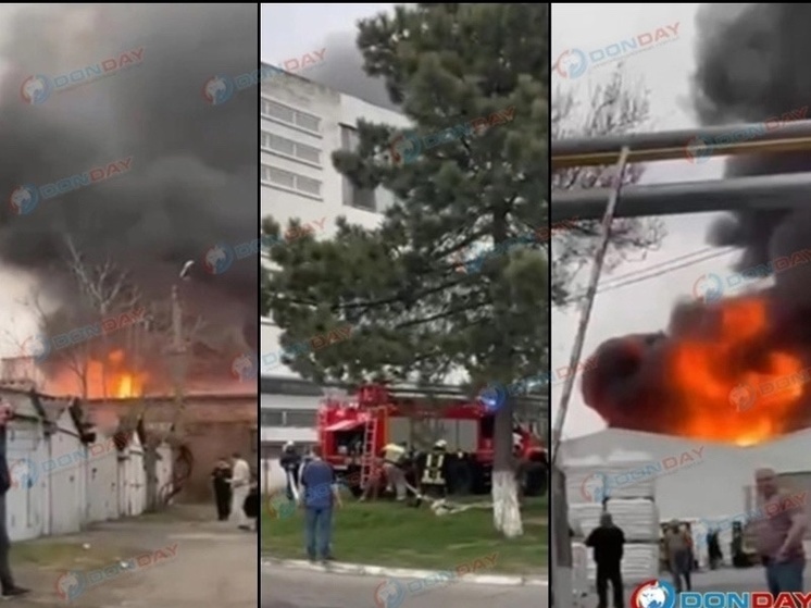 В Азове начался пожар на территории полимерного завода