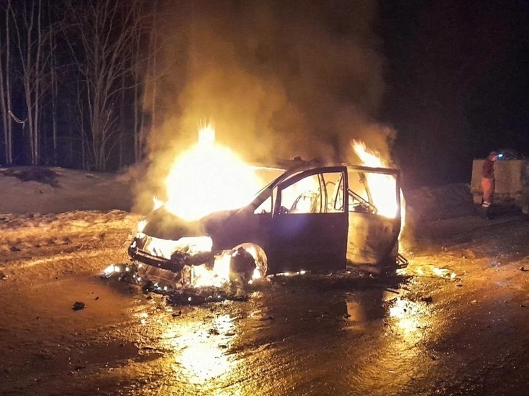В Холмогорском округе автомобиль загорелся прямо на ходу