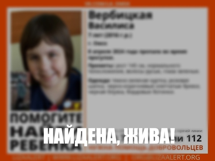 В Омске нашли 7-летнюю девочку, которая пропала во время прогулки с мамой