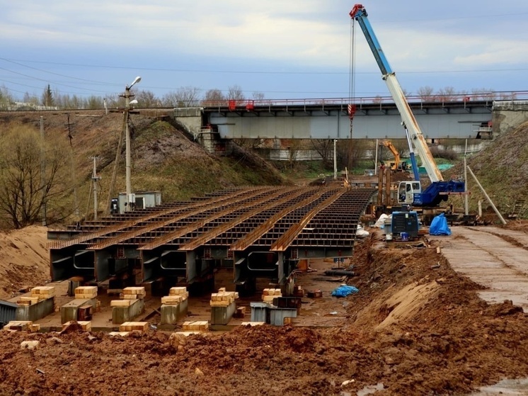 В Ржеве Тверской области начались работы по надвижке моста через реку Большая Лоча