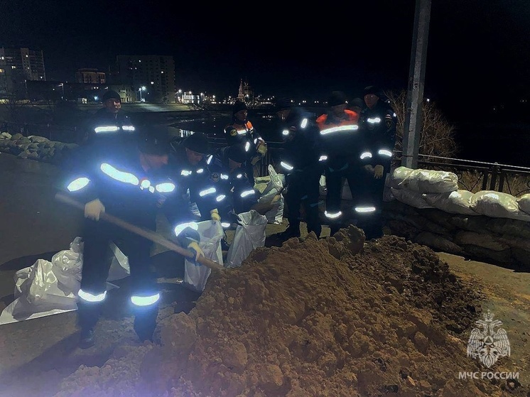 Спасатели Ямала ночью укрепили дамбу в Кургане