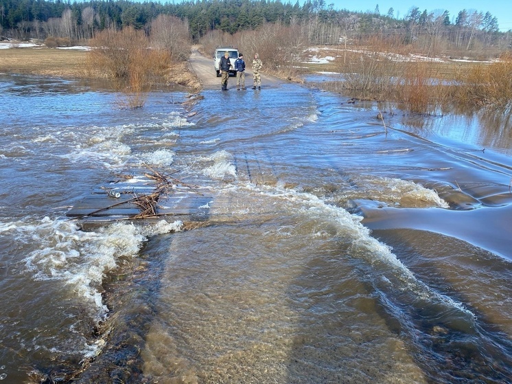 Разлившаяся река снесла мост в Лахденпохском районе Карелии