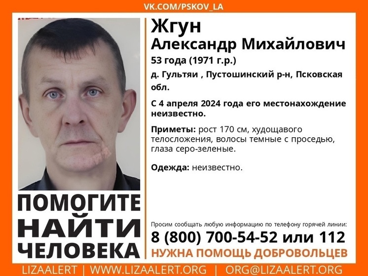 53-летний мужчина пропал в Пустошкинском районе
