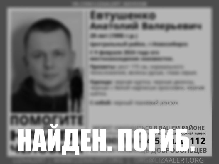 Пропавшего в Новосибирске родственника блогера Яна Топлеса нашли мёртвым