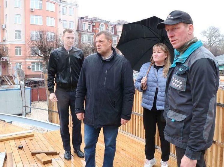  Мэр Артёмов осмотрел ход благоустройства Нижнего городского парка в Рязани
