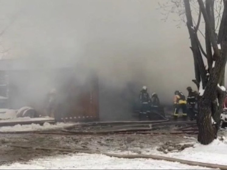 МЧС показало кадры тушения крупного пожара в ангаре на Полевой Сабировской
