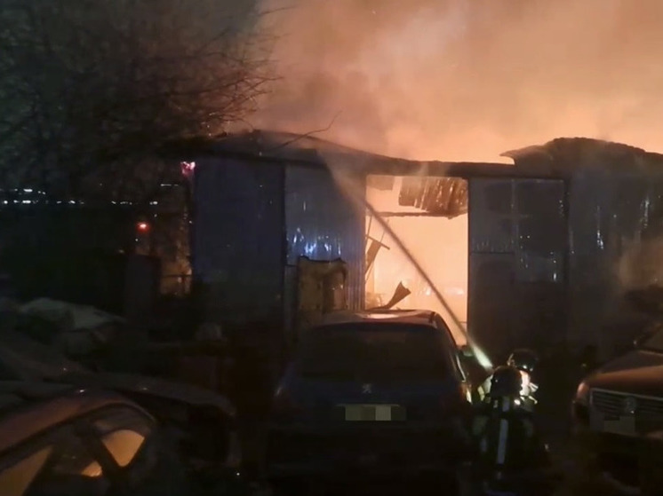 Пожарные потушили станцию техобслуживания на Митрофаньевском шоссе 