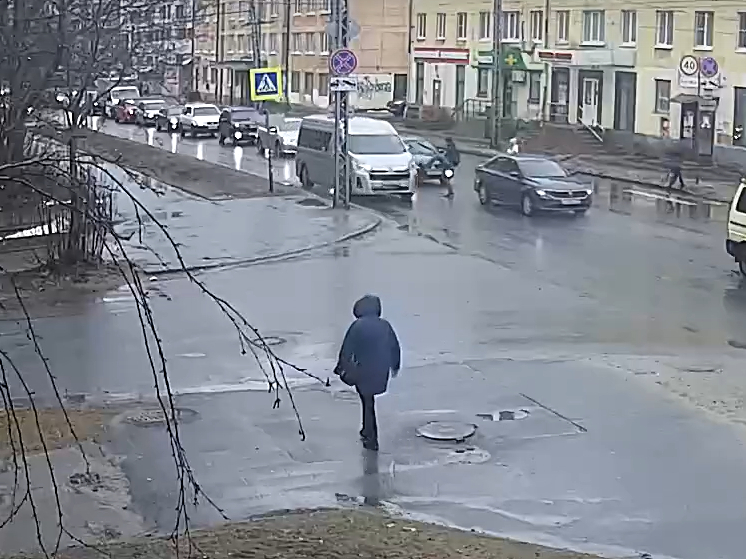 Пешеход пнул микроавтобус, не пропустивший его на переходе в Петрозаводске