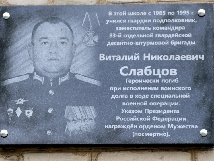 На фасаде школы №33 в Рязани открыли памятную доску Виталию Слабцову