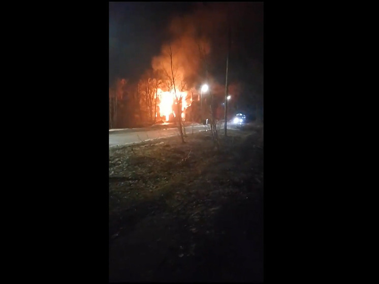 Страшный пожар в Сегеже попал на камеру
