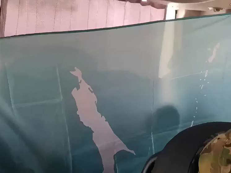 Направляющиеся в отпуск бойцы СВО развернули флаг Сахалина