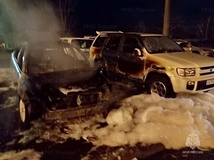 Два автомобиля сгорели по неизвестной причине во Владивостоке