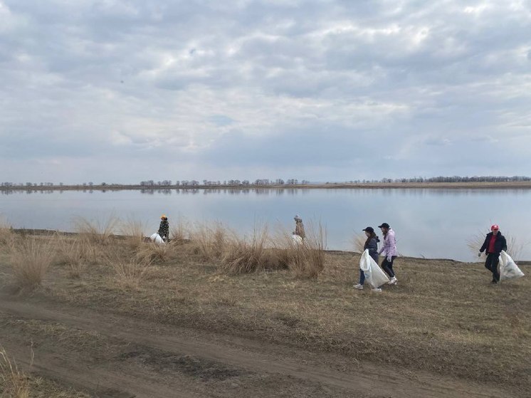 В Хакасии очистили от мусора озеро Наливное и спасли живое существо