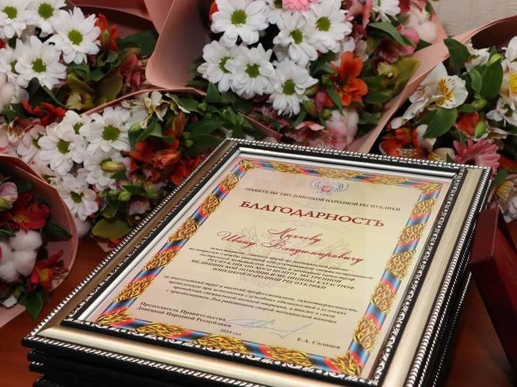 Сотрудники скорых ДНР получили благодарности от Правительства Республики