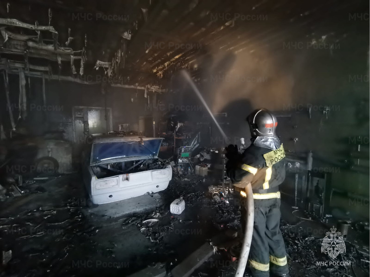 Огненная стихия уничтожила гараж в Орловской области