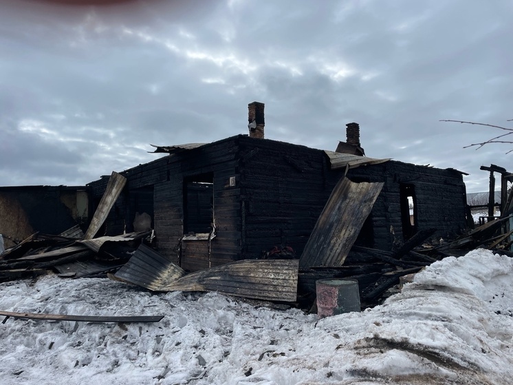 Пожар уничтожил дом на три семьи в Пинежском округе