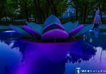 В Белгороде протестировали подсветку нового фонтана «Кувшинка»