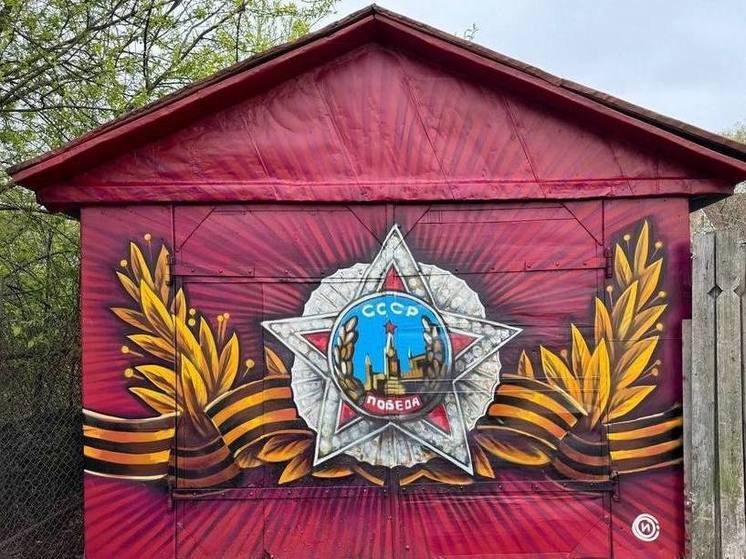 Вологодский художник оставил памятное граффити на гараже ветерана